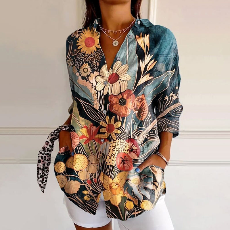 Vintage Floral Print Blouse