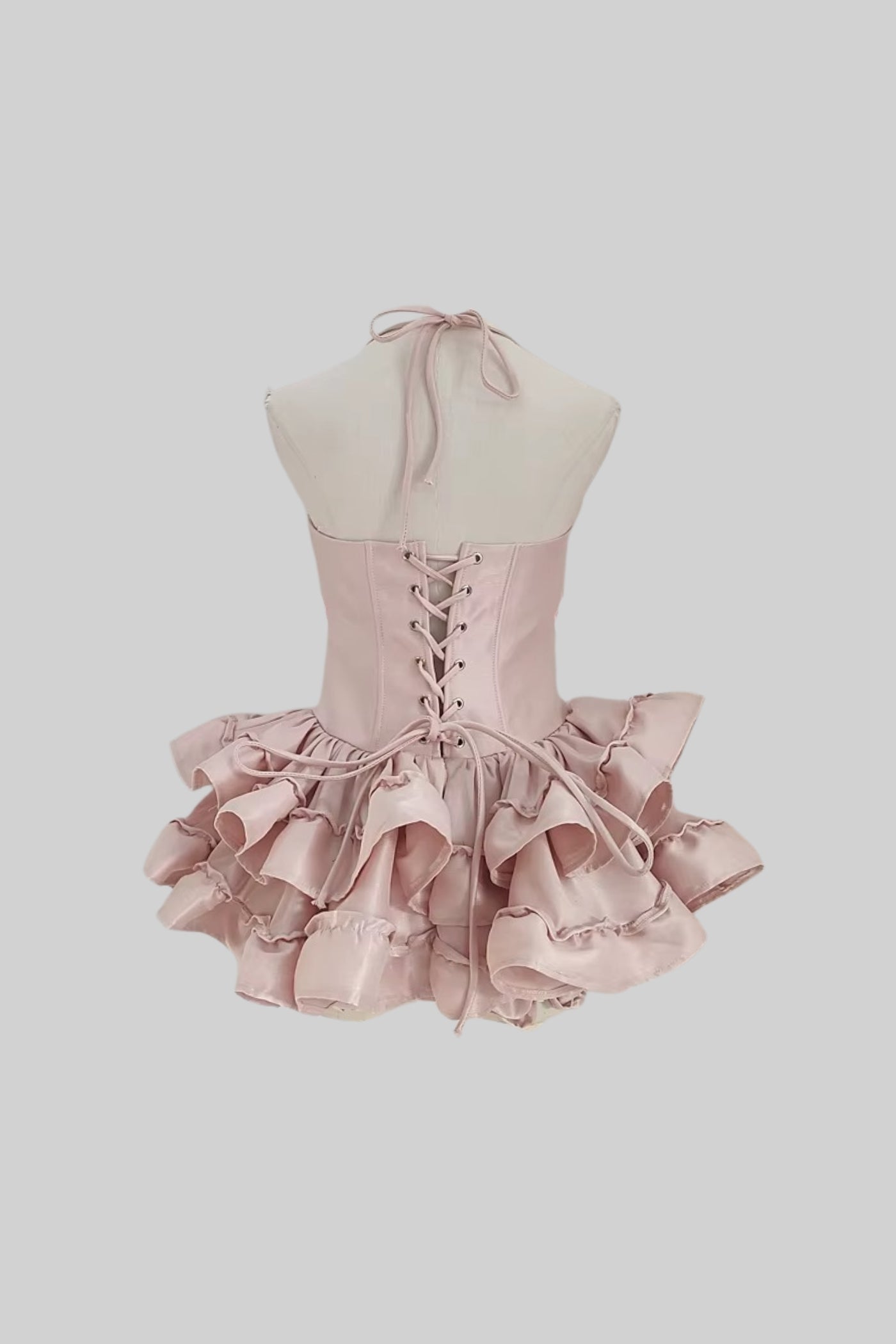 Mini Corset Dress With Ruffled Skirt And Fitted Bodice - Pink