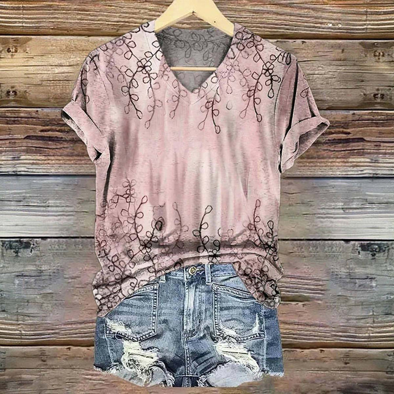 Vintage Leaf Print T-Shirt