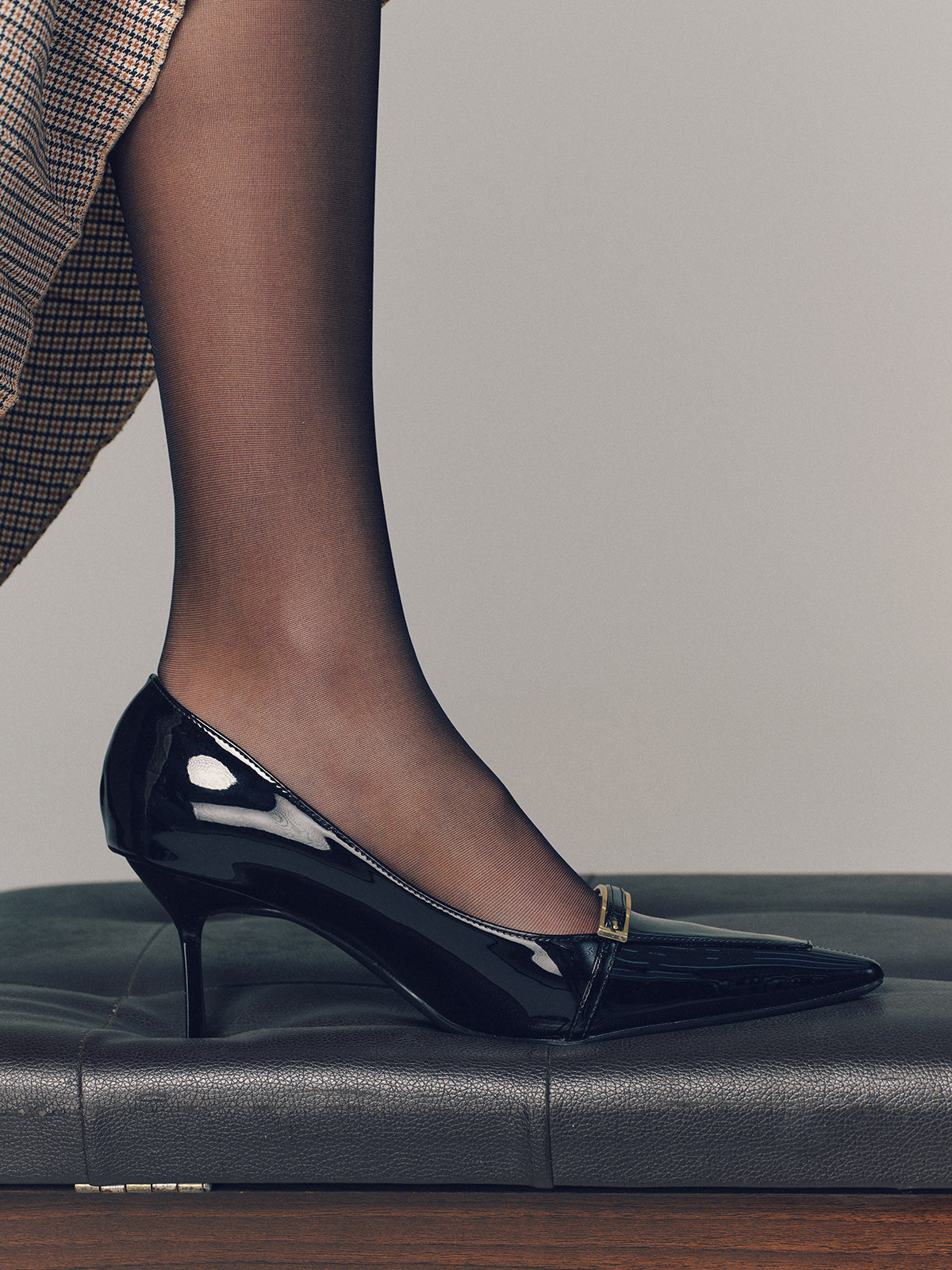 Metal Buckle Pointed-Toe Pumps