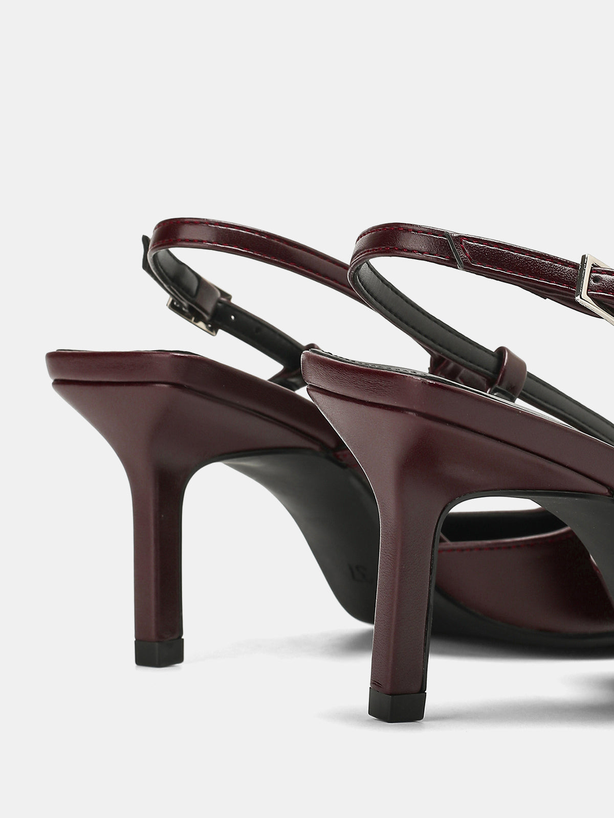 Square Accent Pointed-Toe Slingback Heels