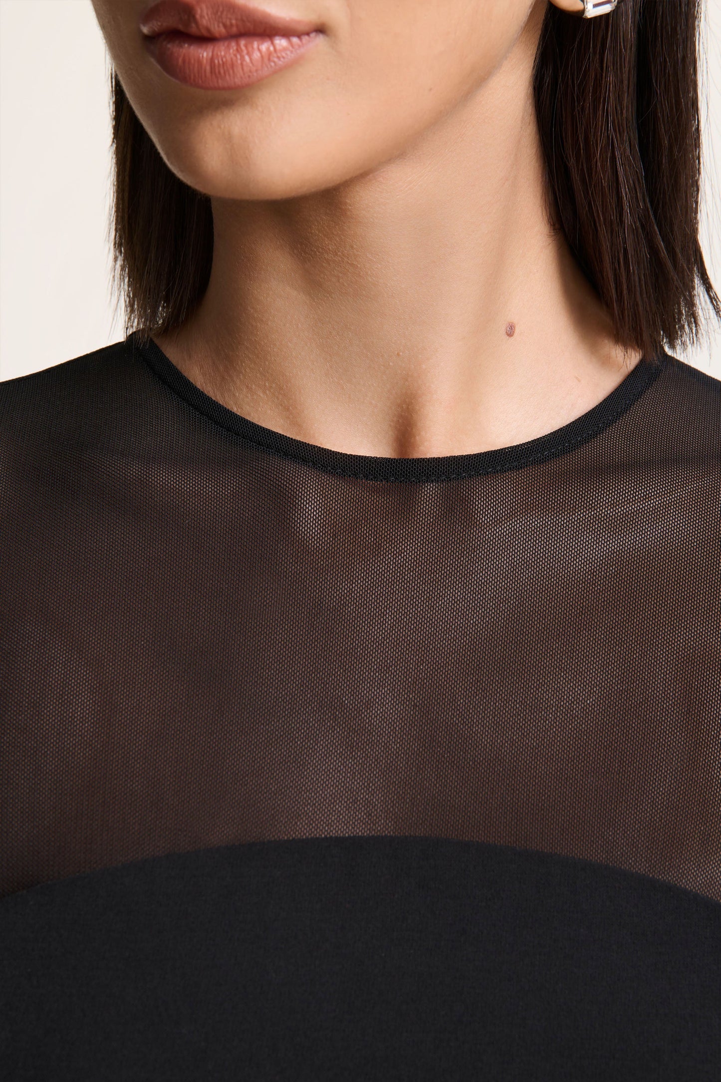 Aviana | Black Mesh Crew-Neck