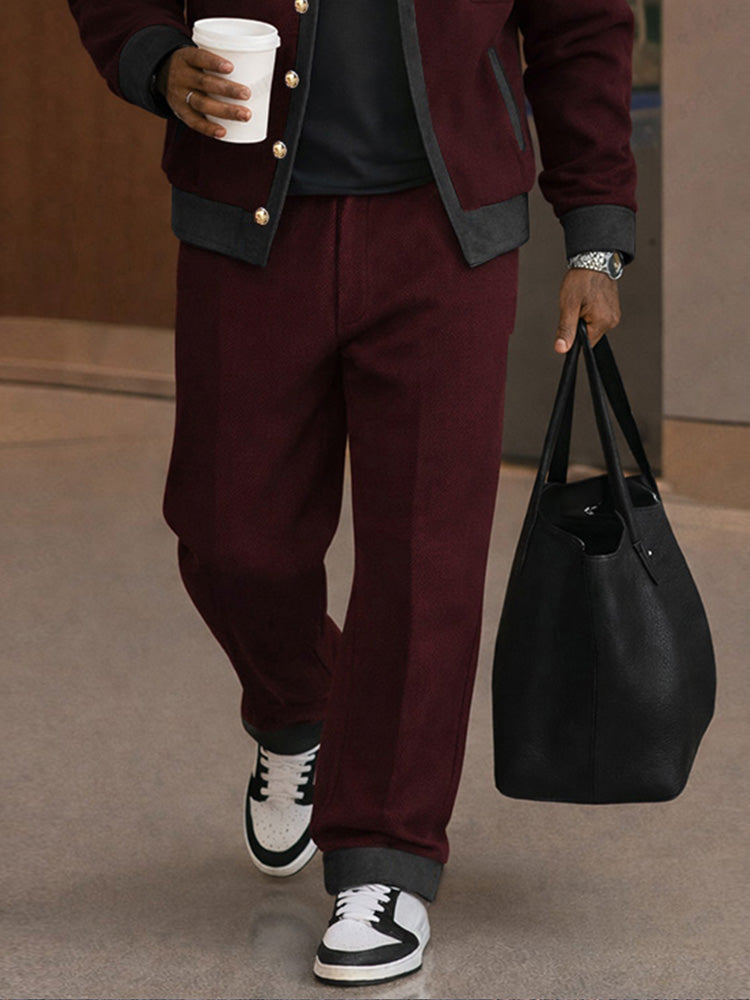 Urban Casual Contrast Tweed Jacket Pants Set