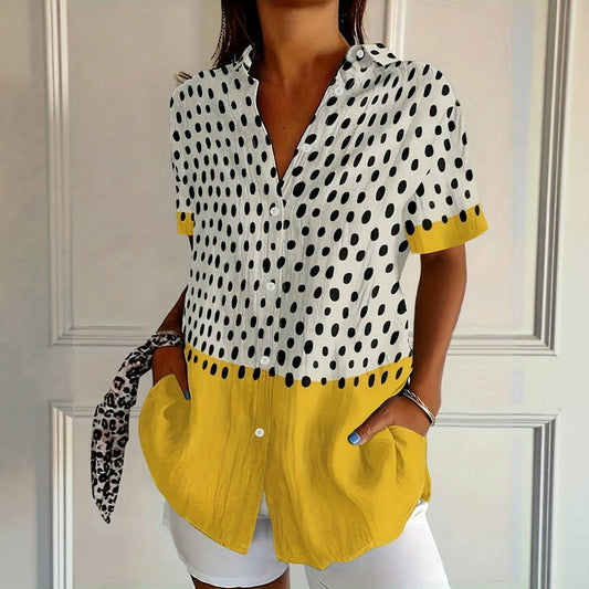 Colour Block Polka Dot Blouse