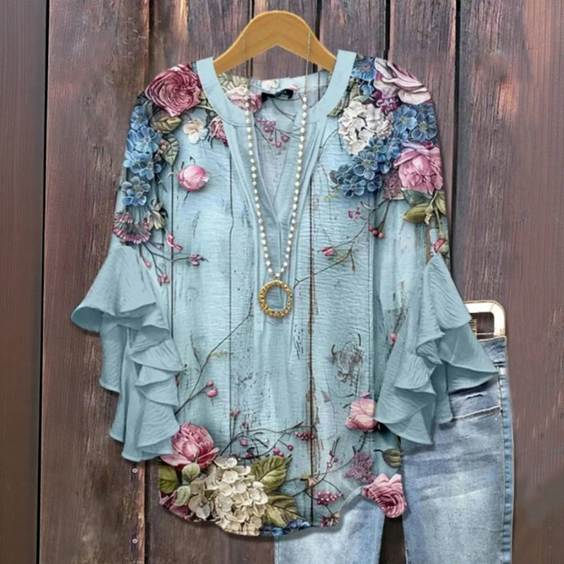 Vintage Floral Print Blouse