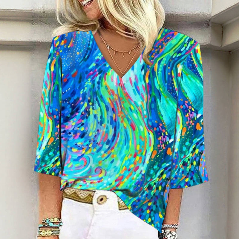 Colourful Abstract Print Blouse