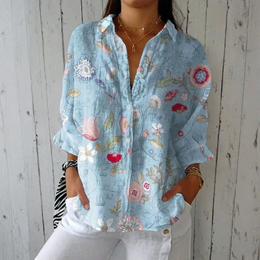Vintage Floral Print Blouse