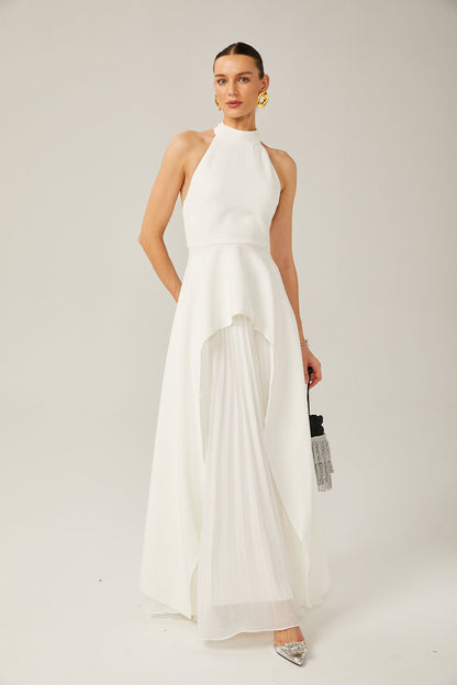 Inés halterneck layered long dress