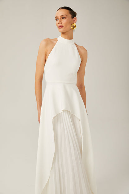 Inés halterneck layered long dress