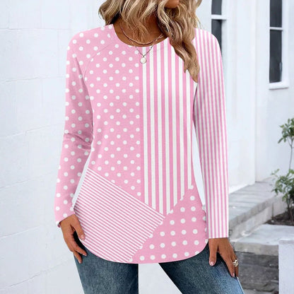 Polka Dot And Stripe Print T-Shirt