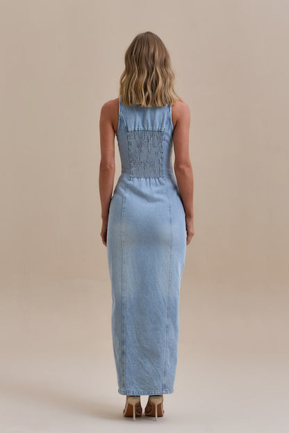KENNY MAXI DRESS | MID WASH DENIM