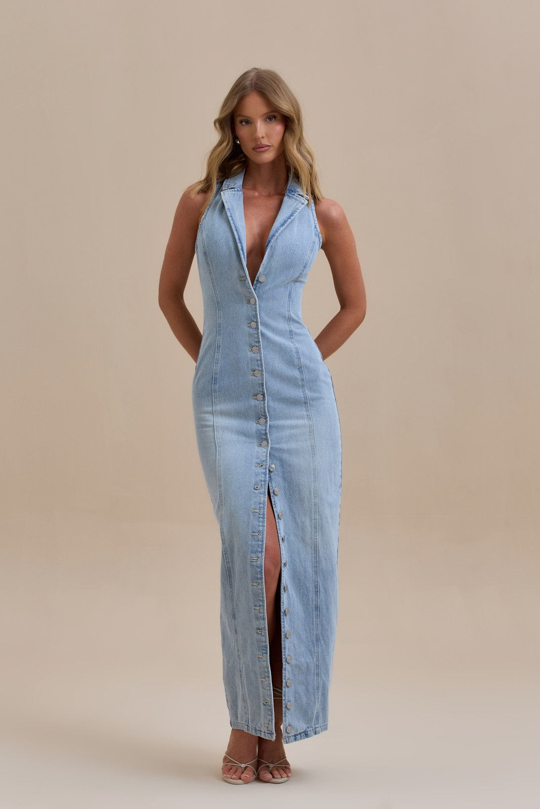 KENNY MAXI DRESS | MID WASH DENIM
