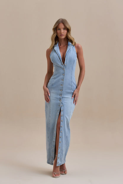 KENNY MAXI DRESS | MID WASH DENIM