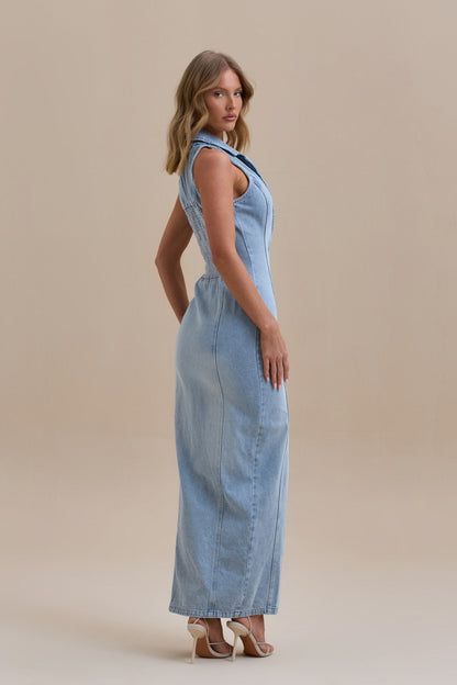 KENNY MAXI DRESS | MID WASH DENIM