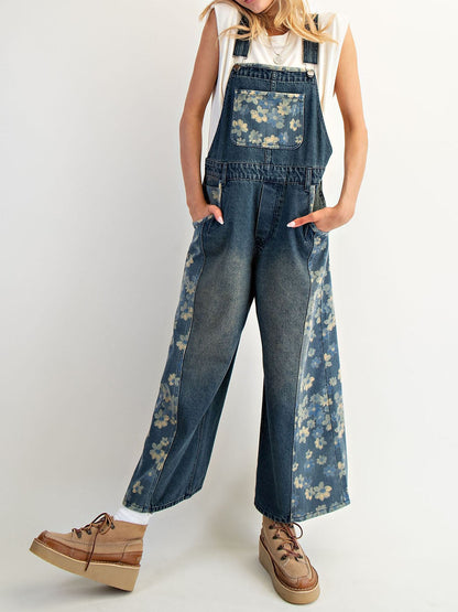 Flower Denim Overalls