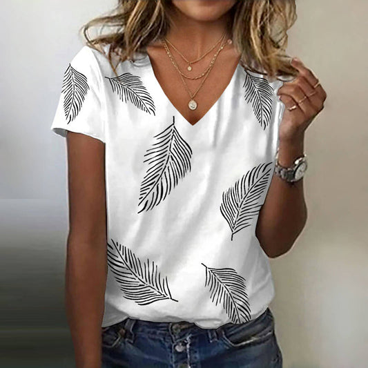 Casual Leaf Print T-Shirt