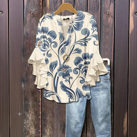 Vintage Floral Print Blouse