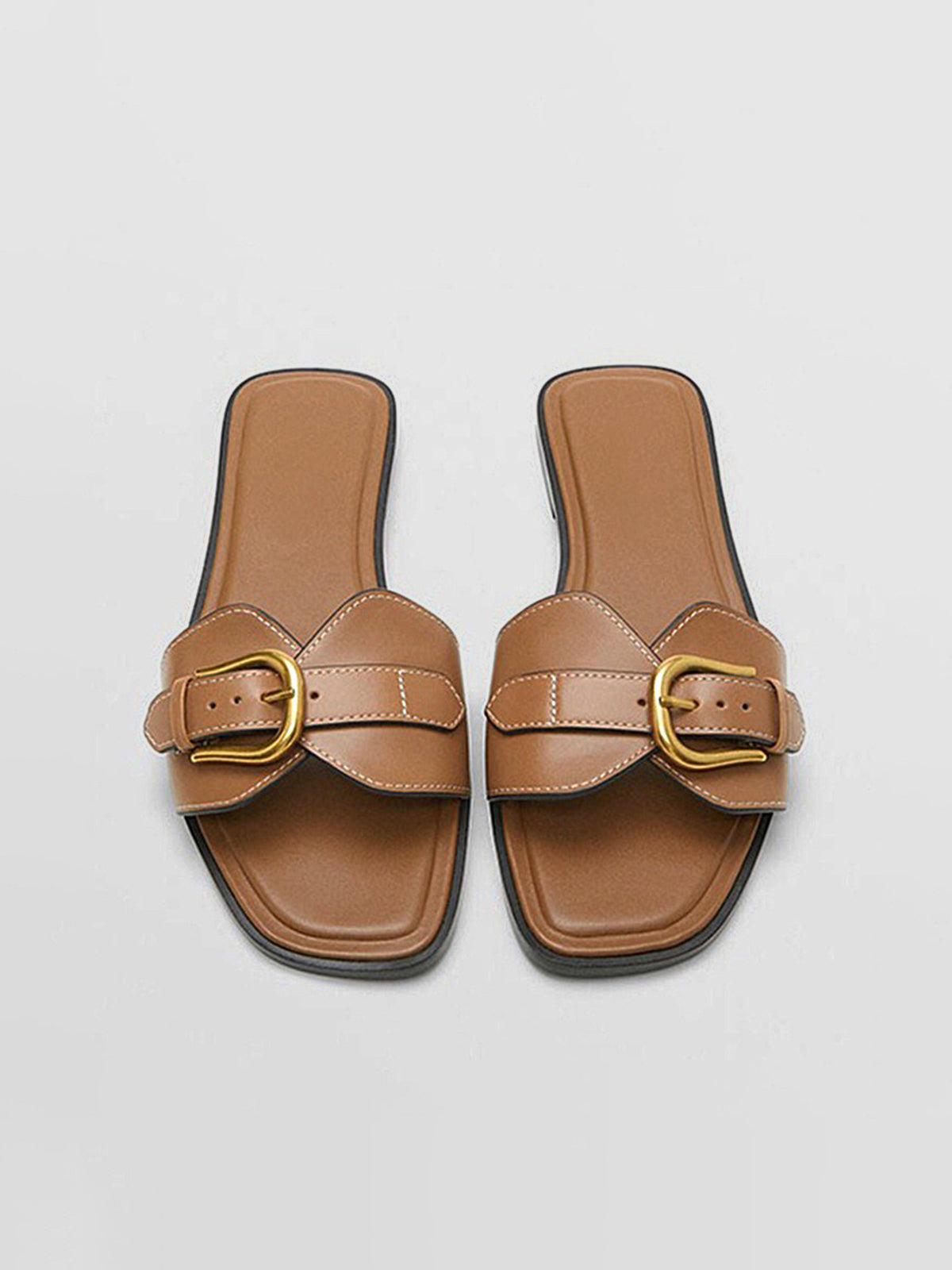 Buckled Strap Slide Sandals