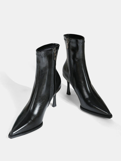 Pointed Toe Kitten Heel Ankle Boots
