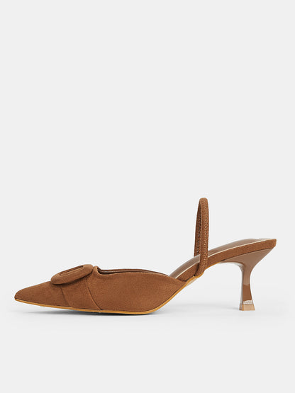 Pointed Toe Suede Effect Heels