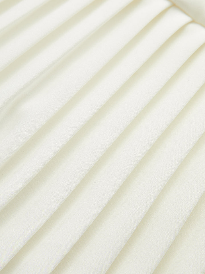 High-Neck Pleated Hem Knit Mini Dress