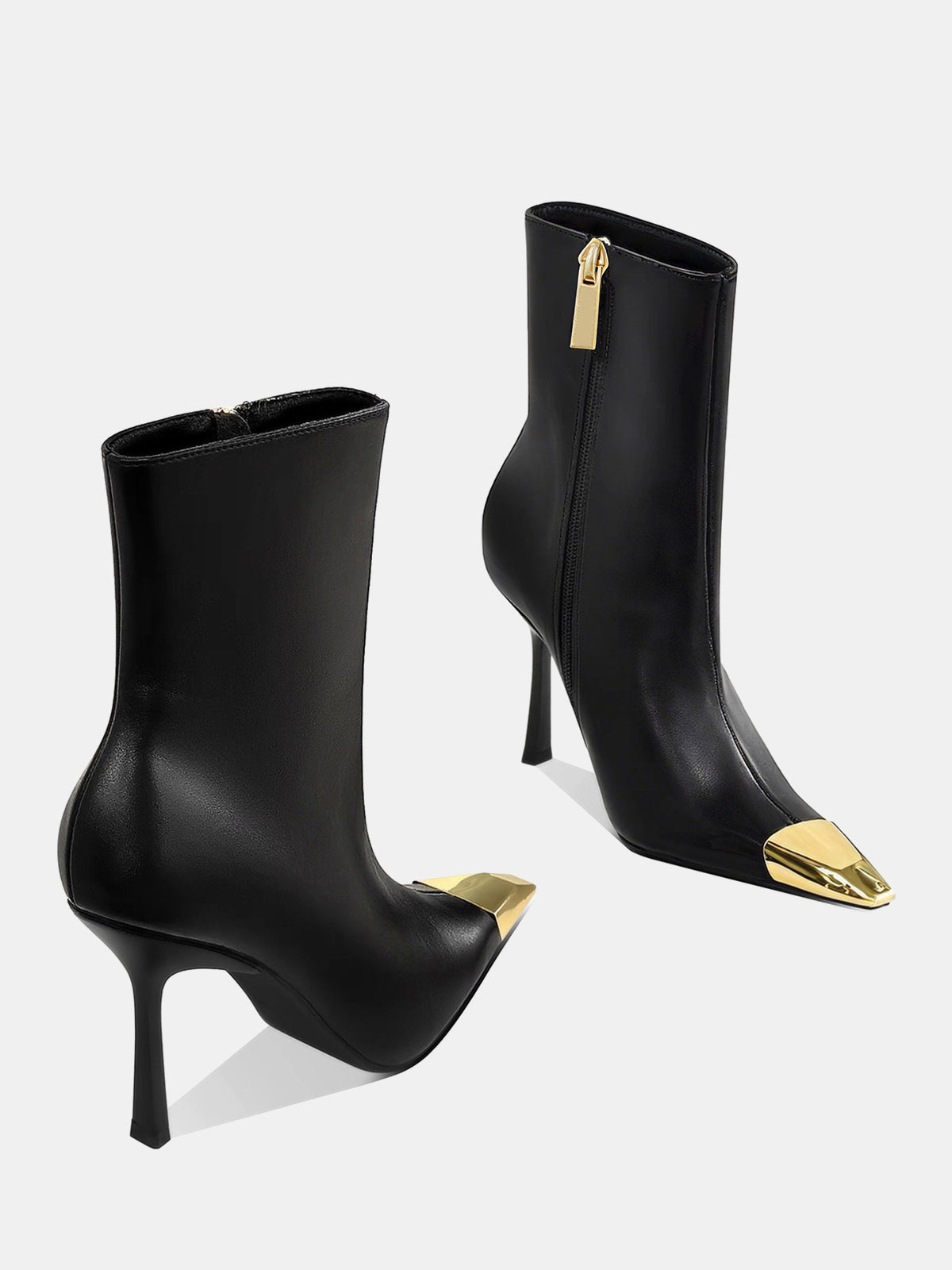 Golden Pointed Toe Ankle Boots