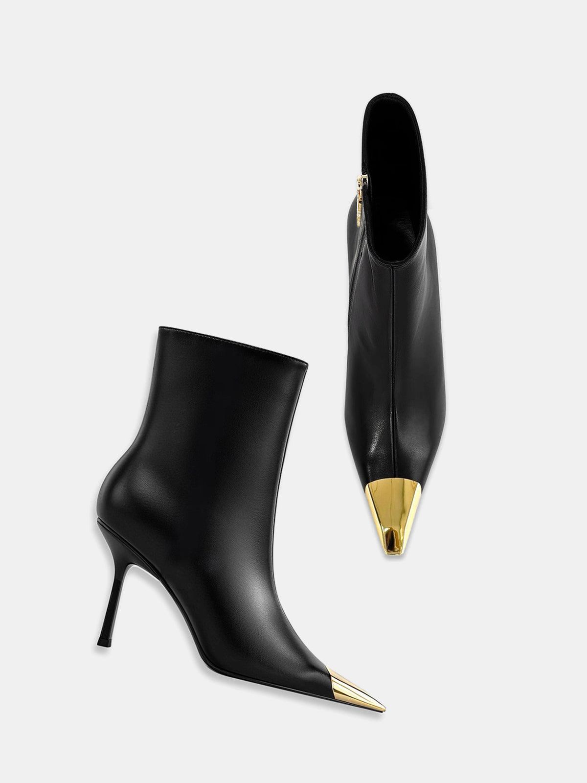 Golden Pointed Toe Ankle Boots