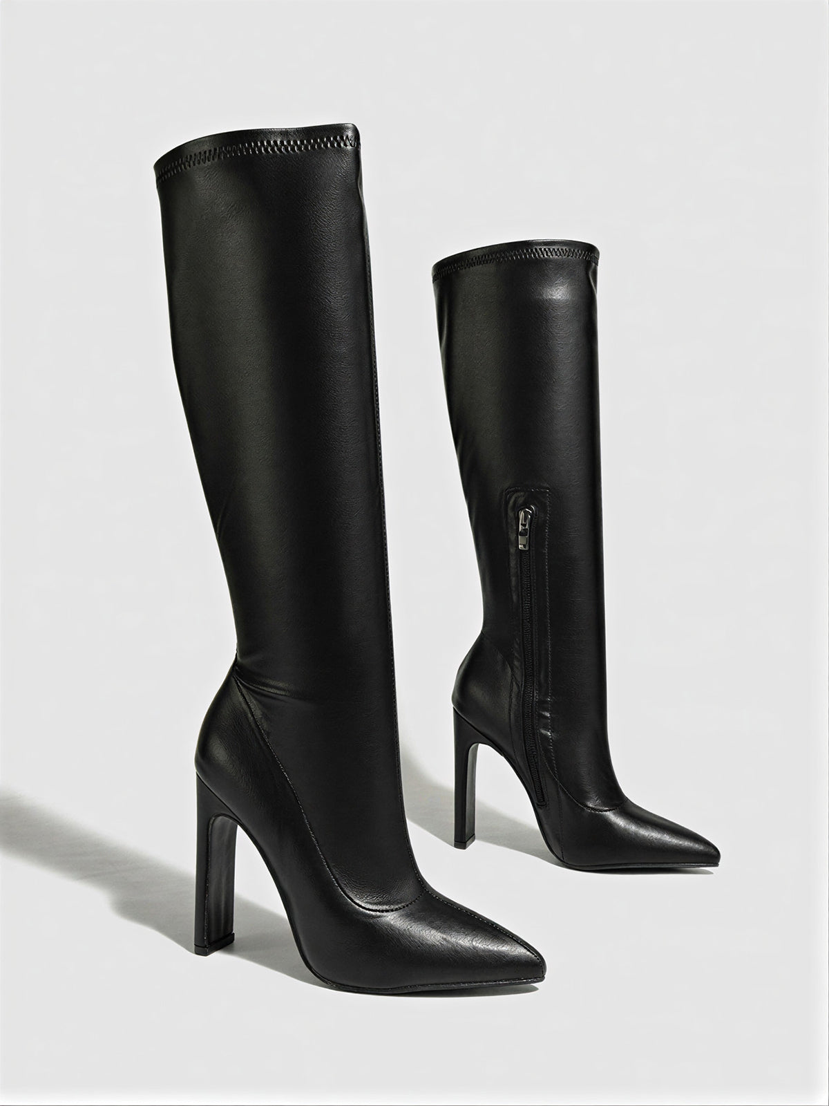 Pointed-Toe Stiletto Knee-High Boots