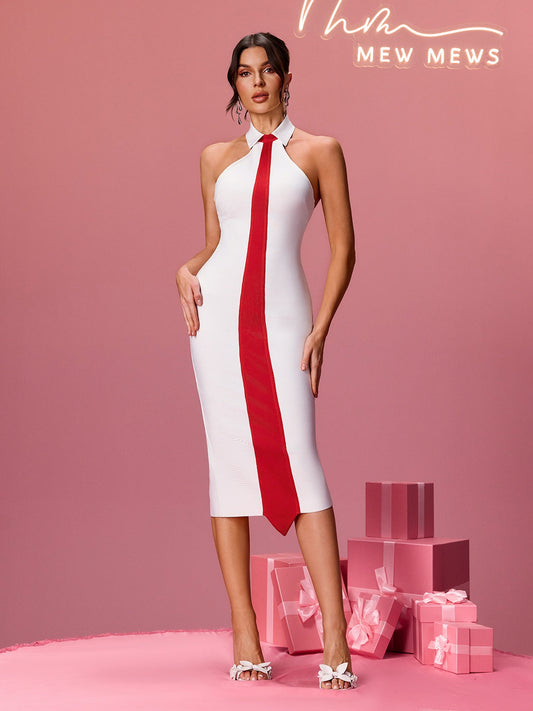 Boleslawa Halterneck Bandage Midi Dress