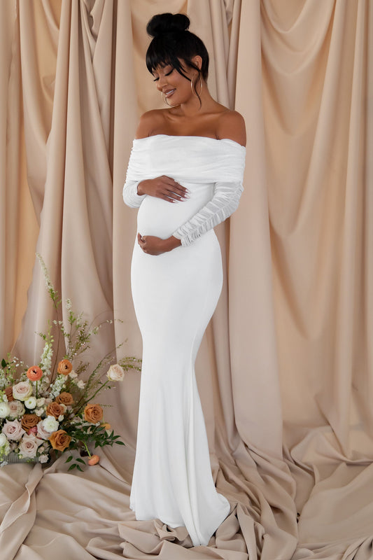 Pretty Perfect | White Maternity Ruched