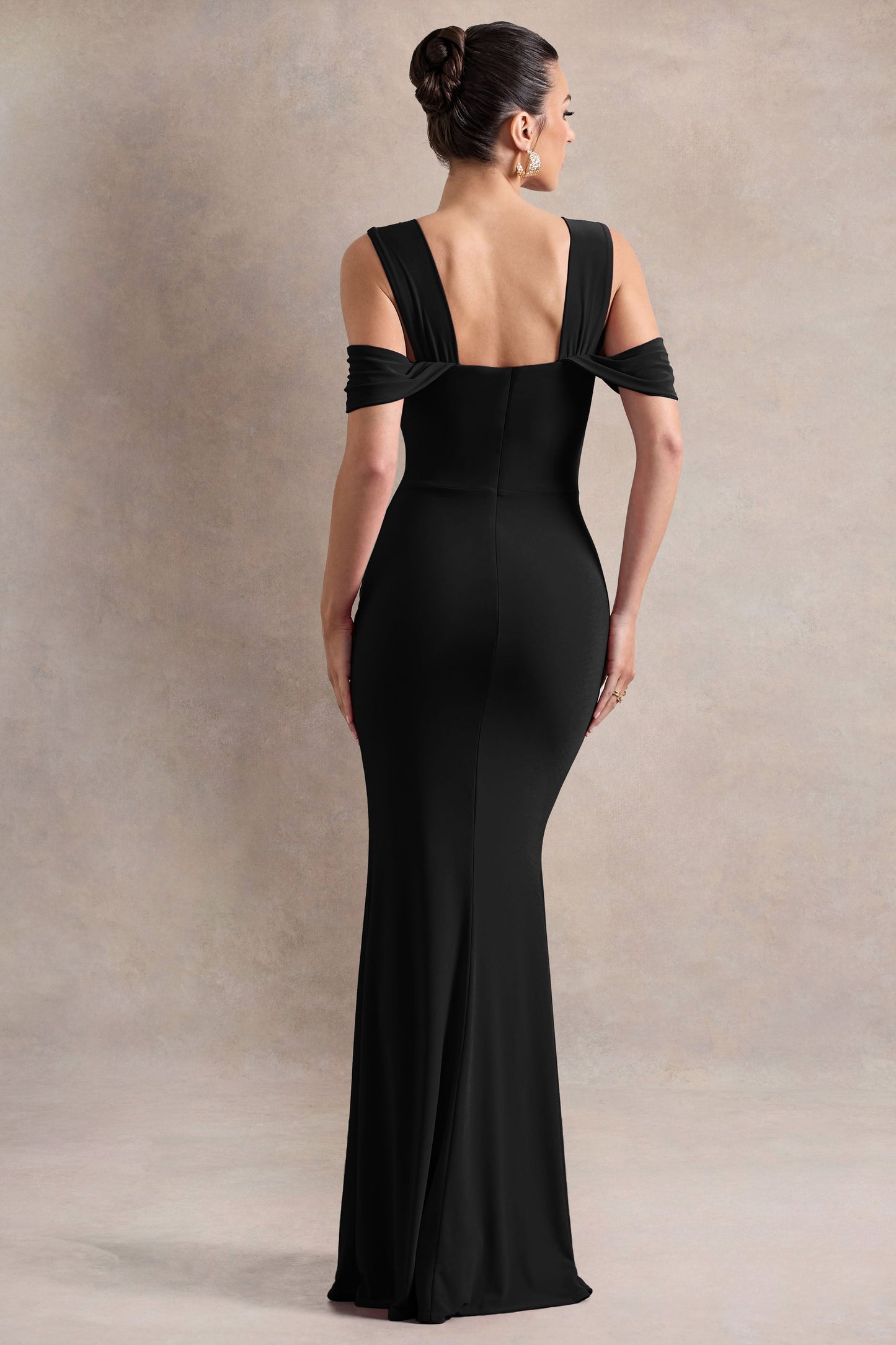 Amoura | Black Square-Neck Draped