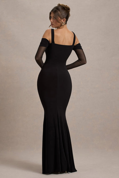 Milana | Black Square-Neck Draped