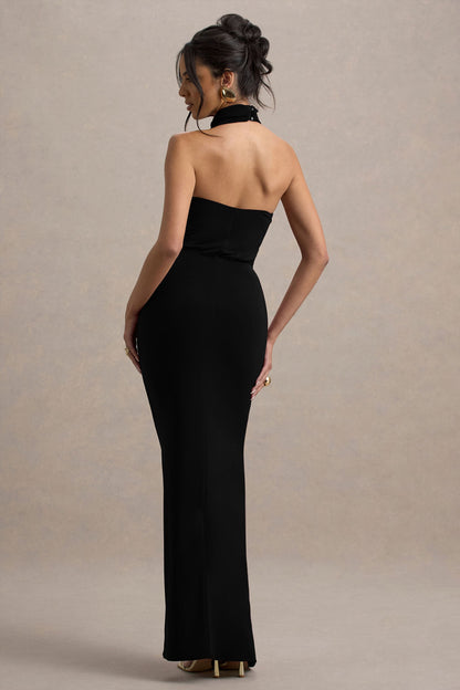 Hayden | Black High-Neck Draped