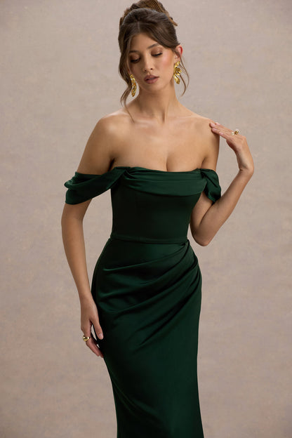 Annie | Bottle Green Satin
