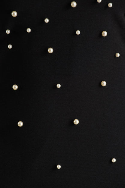 Dani | Black Hand-Embellished Halter-Neck