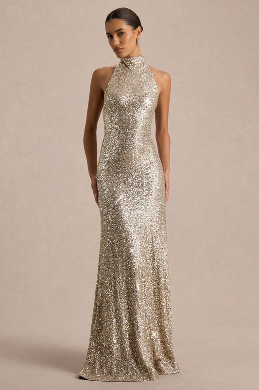 Tulia | Champagne Sequin High-Neck