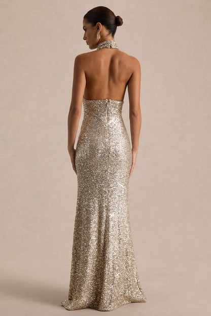 Tulia | Champagne Sequin High-Neck