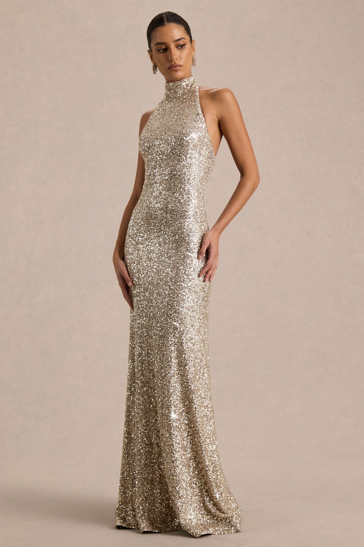 Tulia | Champagne Sequin High-Neck