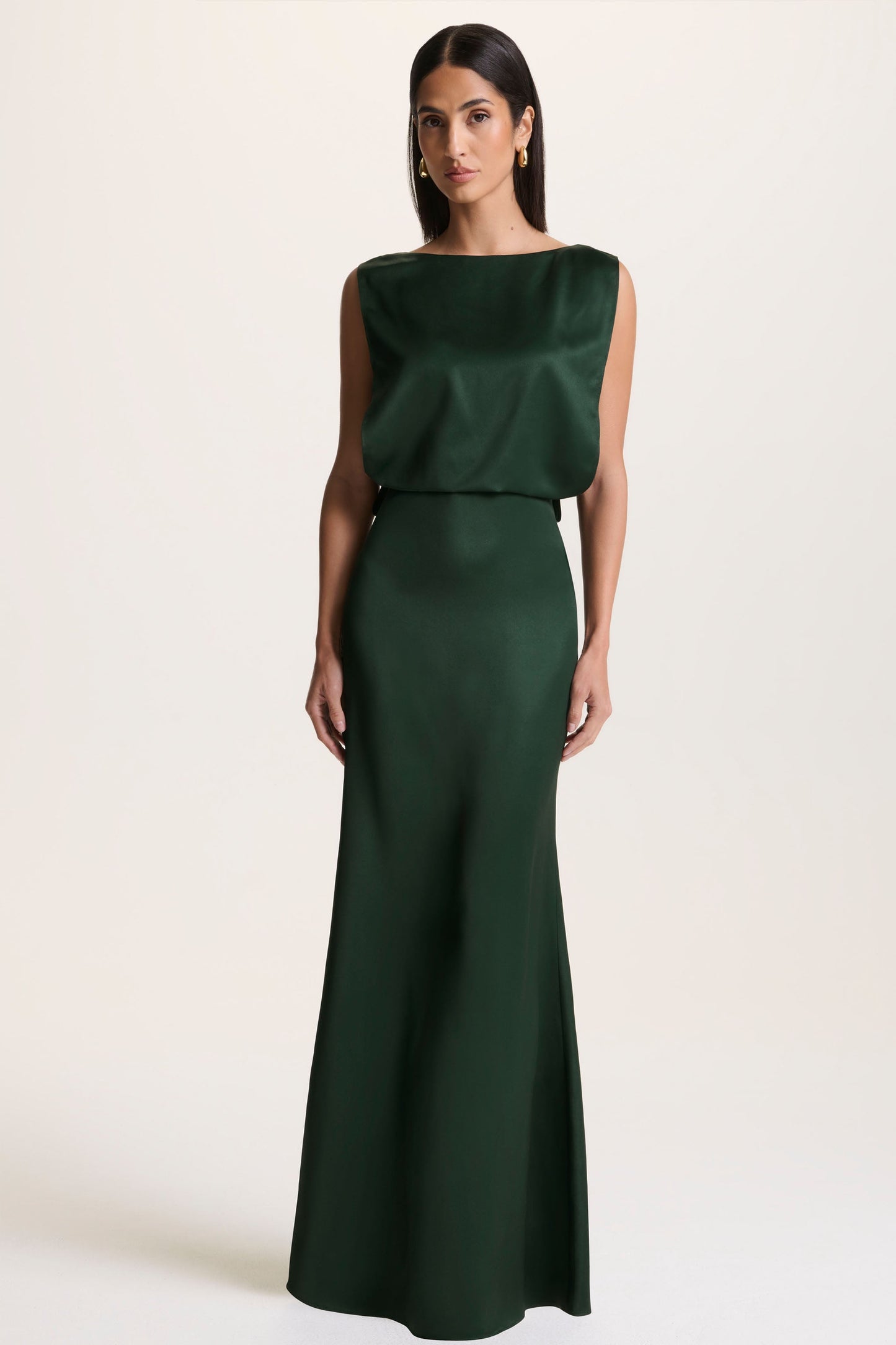 Stacey | Dark Green Slashed-Neck