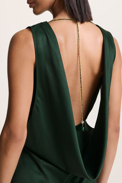 Stacey | Dark Green Slashed-Neck