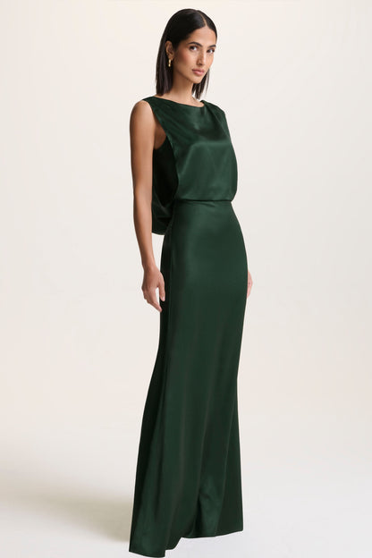 Stacey | Dark Green Slashed-Neck