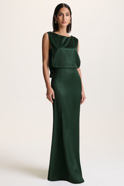 Stacey | Dark Green Slashed-Neck