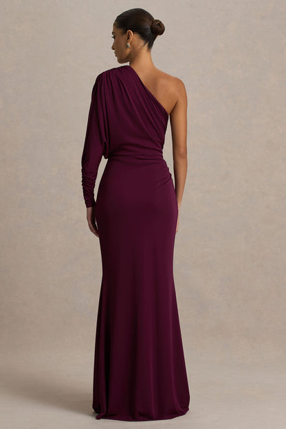 Lola | Burgundy Asymmetric-Neck Maxi
