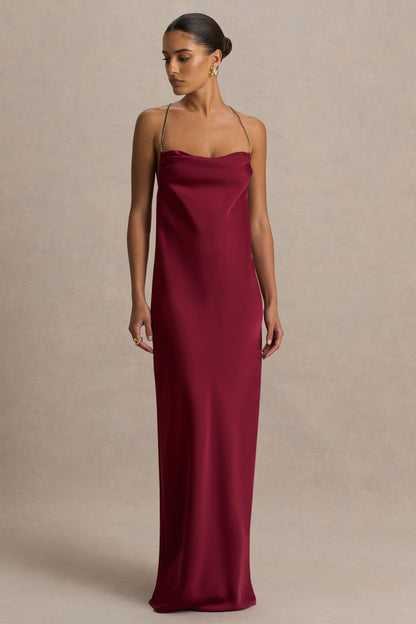 Cher | Burgundy Satin Square-Neck