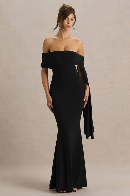 Saffina | Black Bardot-Neck Maxi