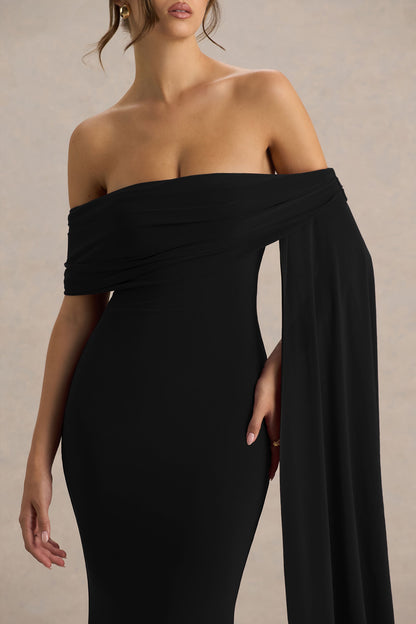 Saffina | Black Bardot-Neck Maxi