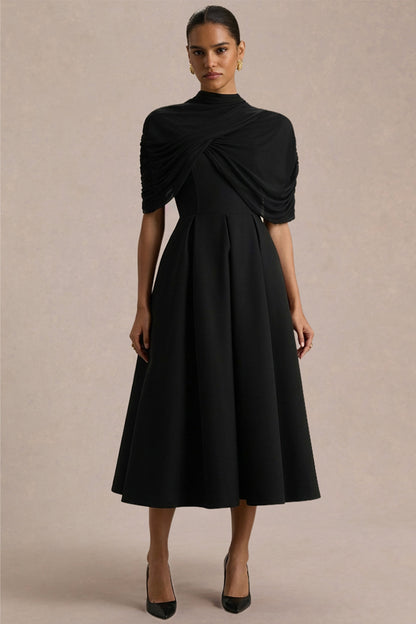 Thalia | Black High-Neck Midi