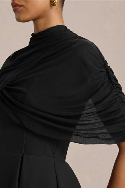 Thalia | Black High-Neck Midi