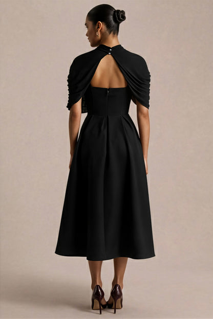 Thalia | Black High-Neck Midi
