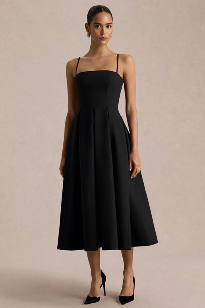 Thalia | Black High-Neck Midi